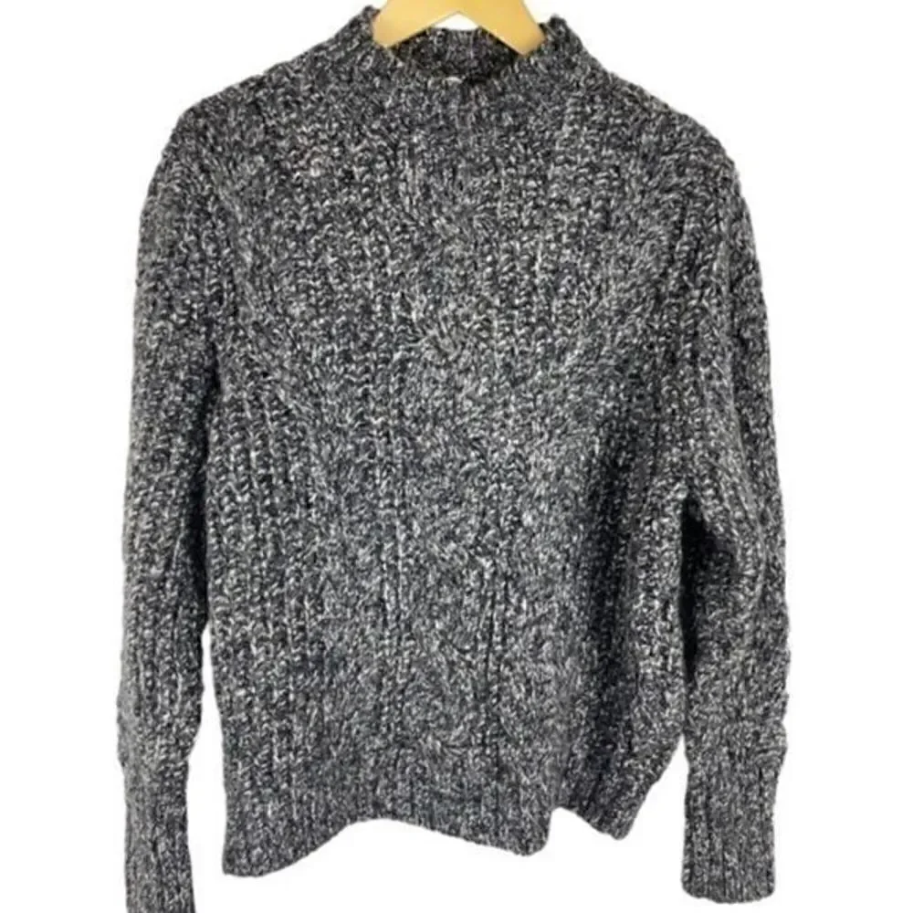 Topshop Black Multi Braided Cable Mock Neck Sweater Small